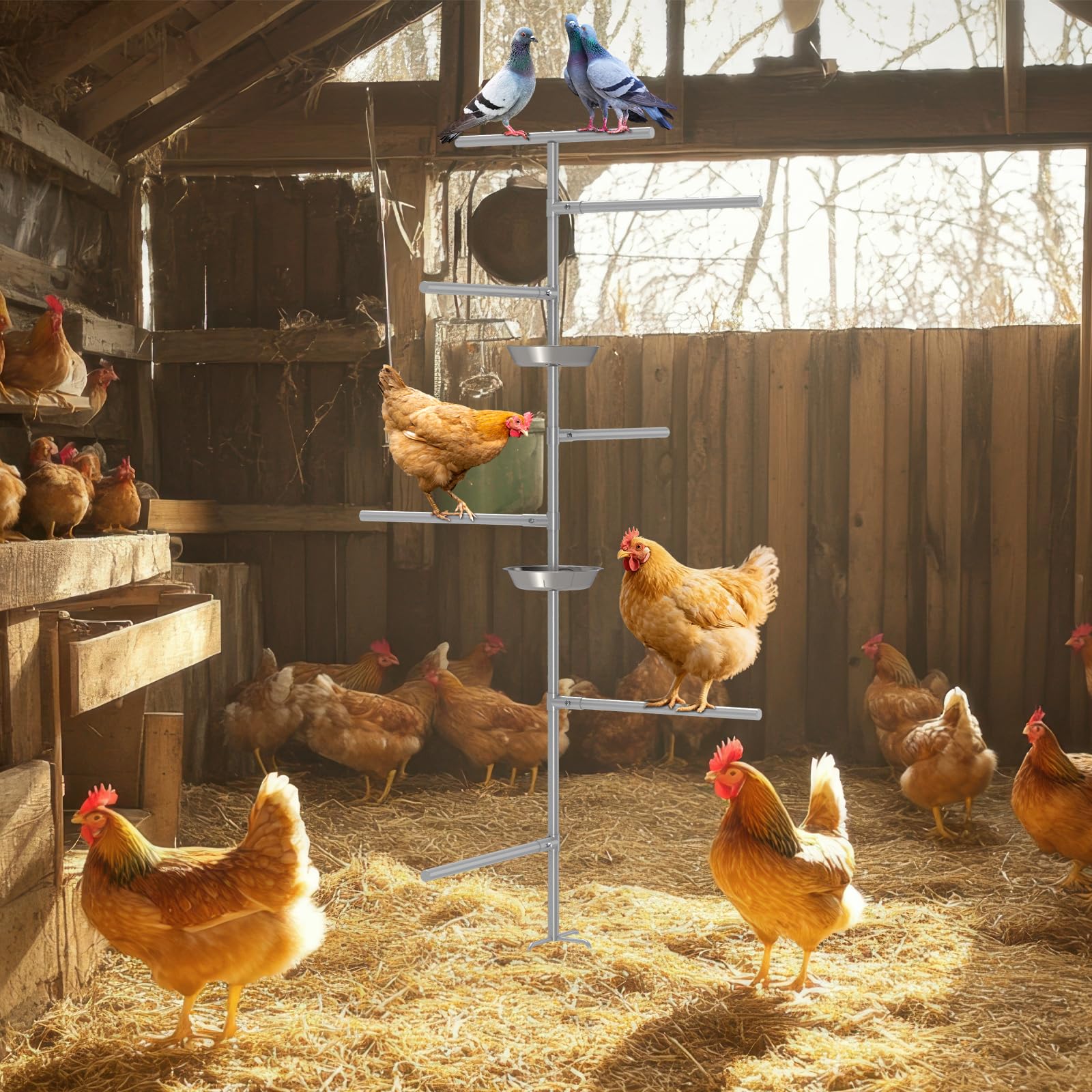 Perchas para Pollos, Juguetes para gallinas,escaleras de gallinas, Juguete de Patio con función de enriquecimiento Ambiental gallinero, Granja para Pollos, Loros y Palomas