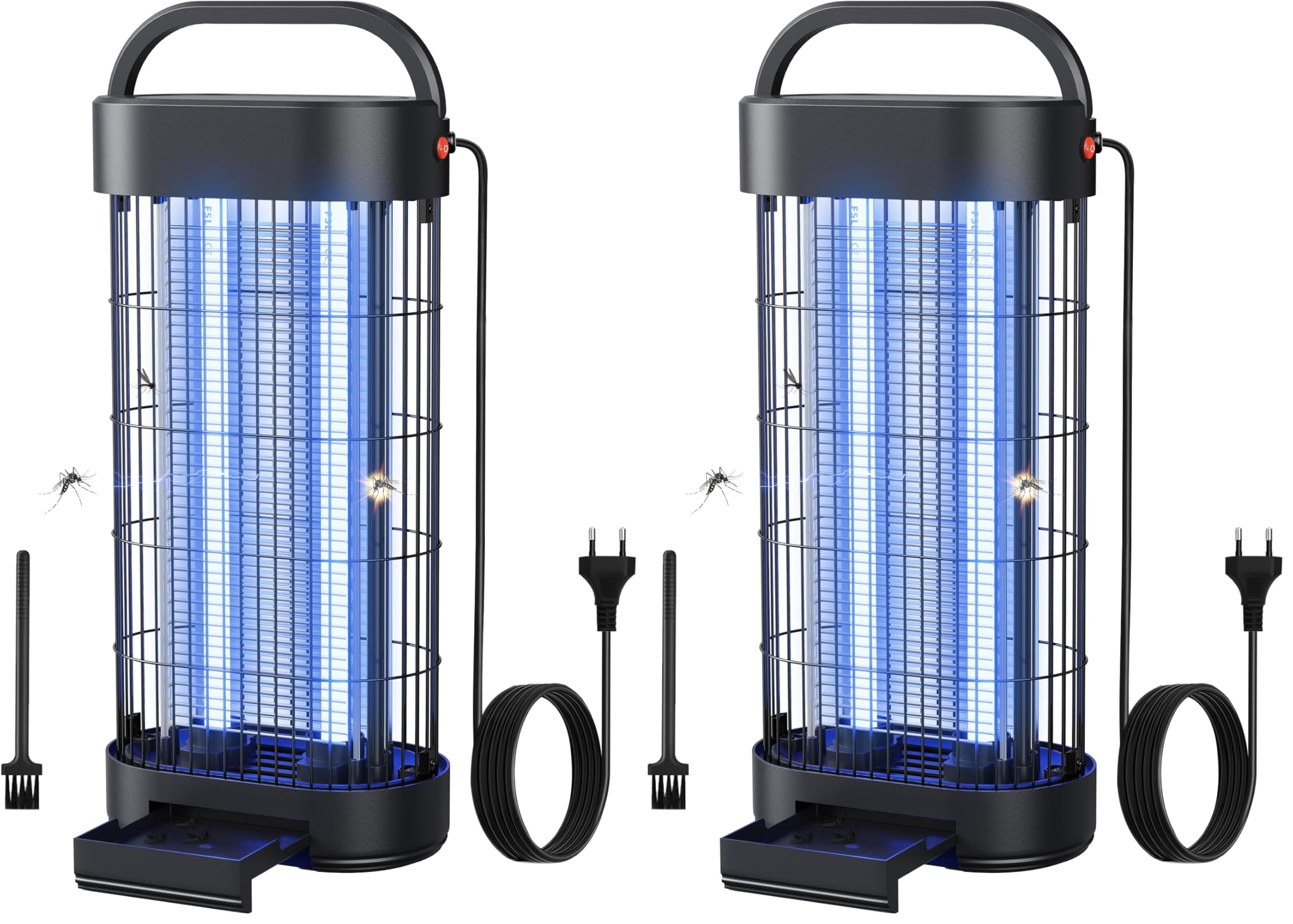 Insektenvernichter Elektrisch 22W - UV Mückenlampe für Innenräume, Effektive Insektenfalle für Schlafzimmer, Küche und Büro, 100 m² Wirkungsbereich (Schwarz) (Packung mit 2)