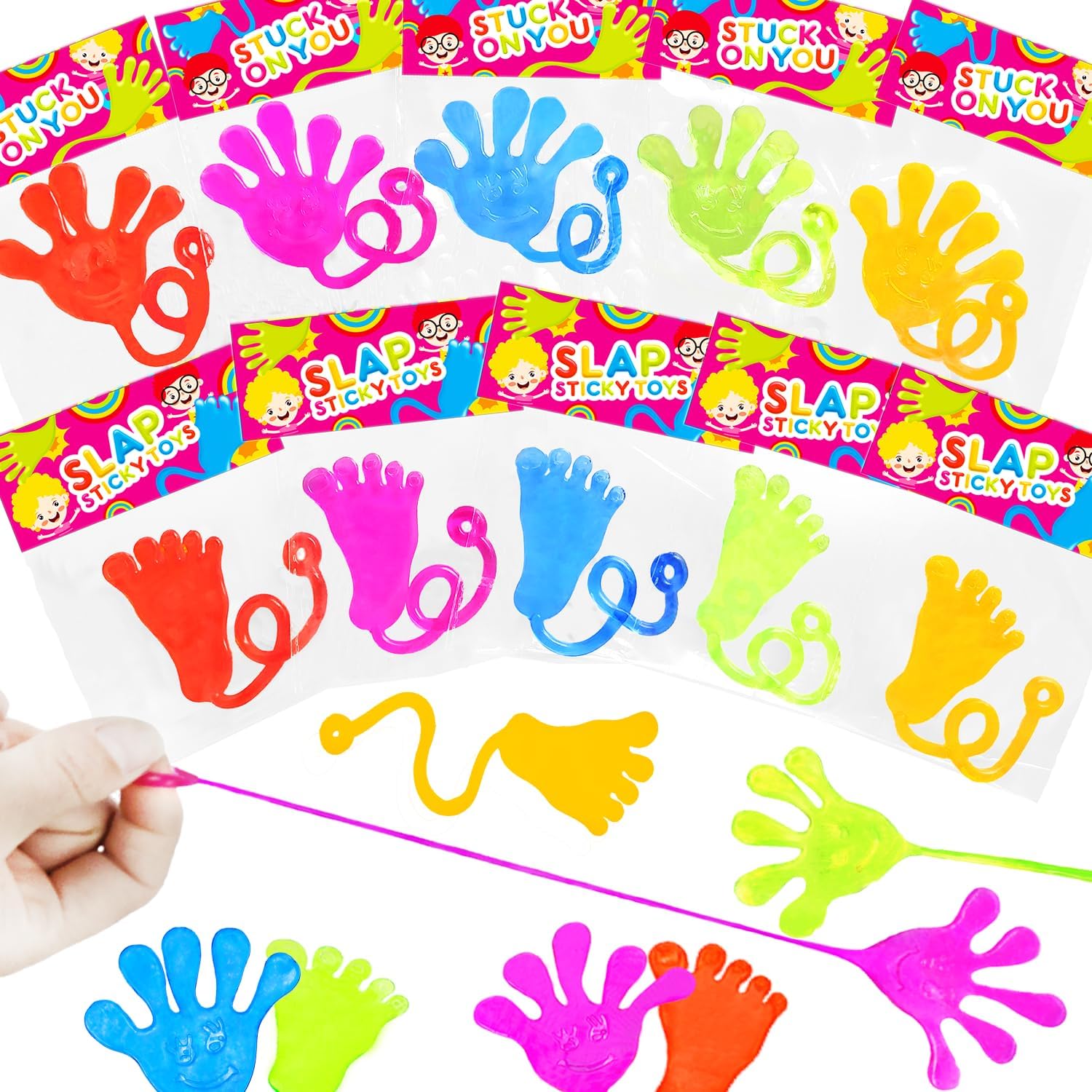 Party Favors Goodie Bag Stuffer Fillers for Kids (30 PCS), Halloween Large Sticky Hands & Feet for Birthday Pinata, Classroom Students Non Candy Treats Prizes Supplies Toy Gift for Toddlers Boys Girls