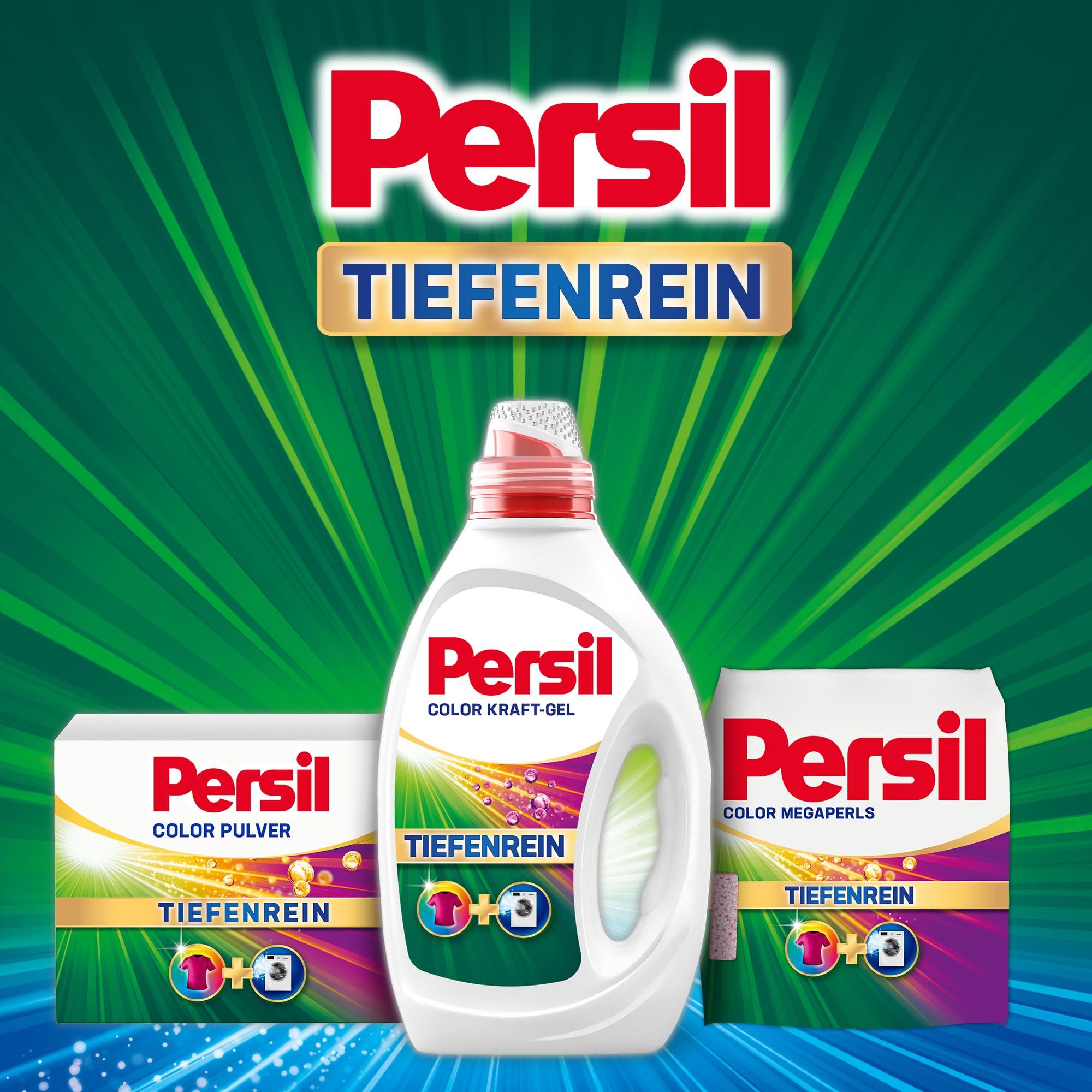Persil Color Megaperls (5 x 16 Waschladungen), Colorwaschmittel mit Tiefenrein Technologie, Waschmittel für reine Wäsche & hygienische Frische für die Maschine, 20 °C bis 60 °C