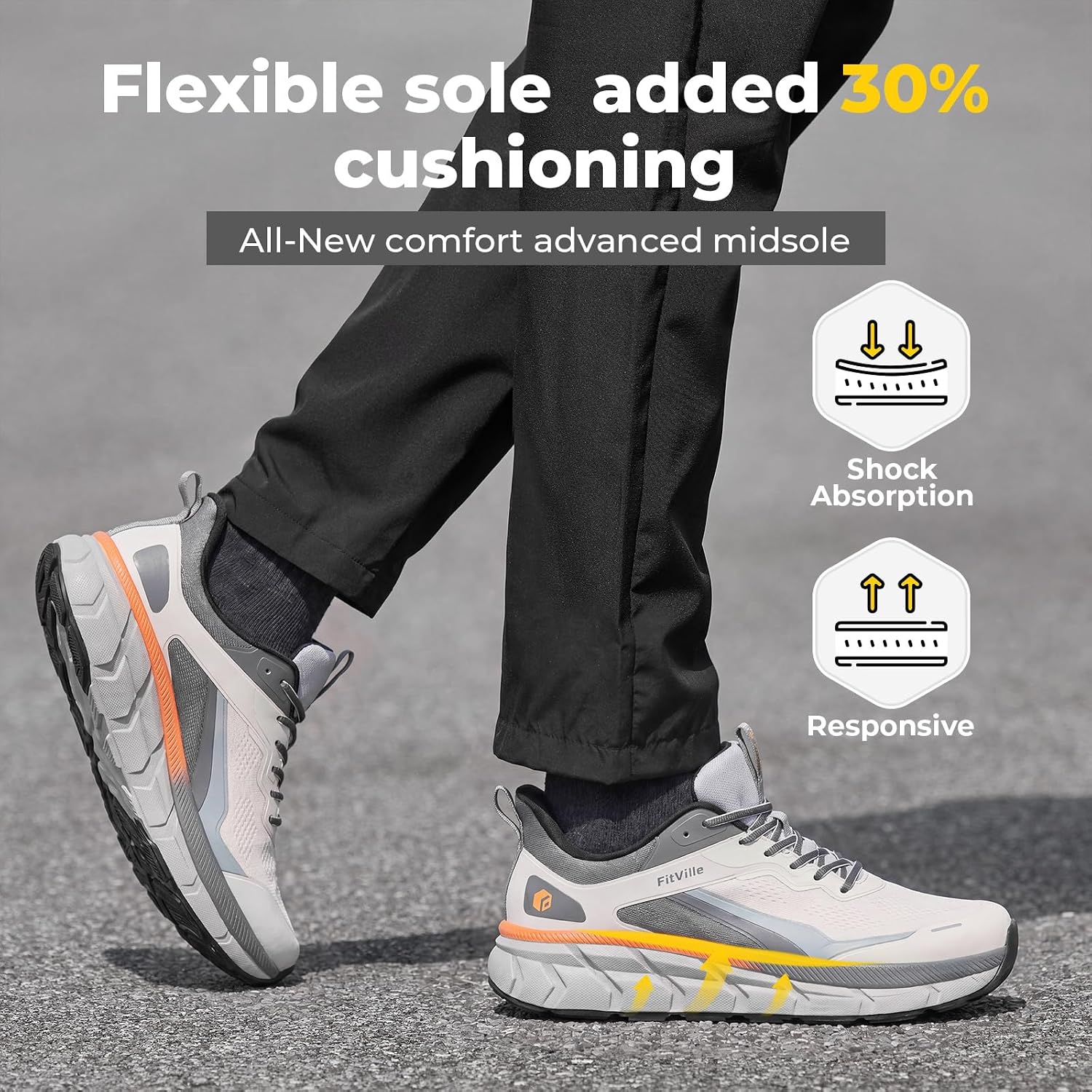 FitVille Extra Wide Shoes for Men Running Walking Comfortable Wide Toe Box Shoes for Men Lightweight Sneakers Non Slip Cushioned