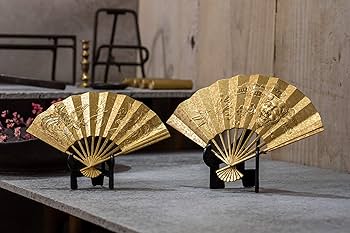 Amazon.co.jp: 吉祥 末広 雅 （金色半光沢塗装）＿置物 扇 扇子 高岡