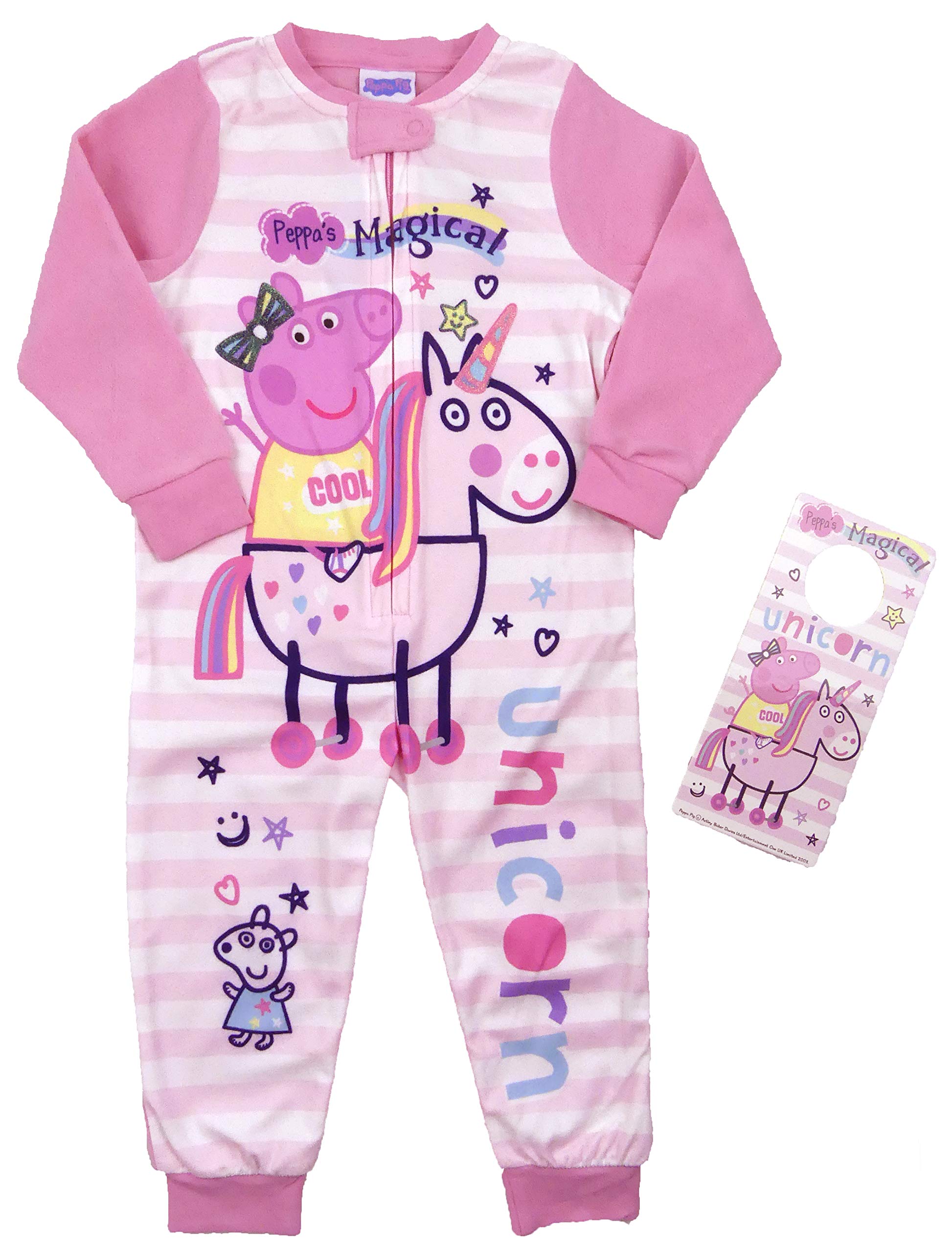 Girls Peppa Pig All in One suit Pyjama Unicorn Pyjamas Free Door Hanger Pink