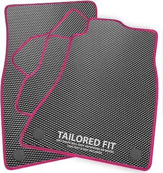 Car Mats to fit Tesla Model X 6 SEATS [E] 2015 - Premium Diamond Rubber with Pink Trim [DIAM-2218]