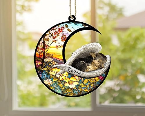 Miniatura 274 de Chow Chow Dog Memorial Suncatcher, adorno de Navidad Chow Chow con nombre, atrapador de pérdida de mascotas, regalos para los amantes de los perros