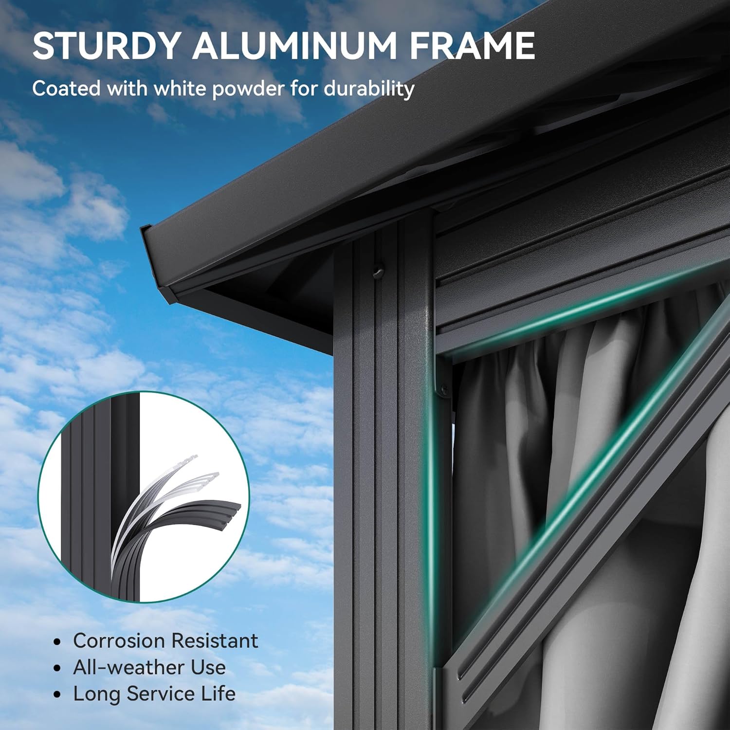 YITAHOME 12X18FT Hardtop Gazebo Double Roof Canopy Galvanized Iron 4.7X4.7'' Aluminum Pillar Garden Tent Curtains Netting for Patios Backyards Decks Lawns