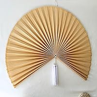 Vista 2 de ChumDecor Decoración de pared con abanico, ventilador gigante japonés, arte de pared de abanico grande de bambú para cabecero colgante bohemio
