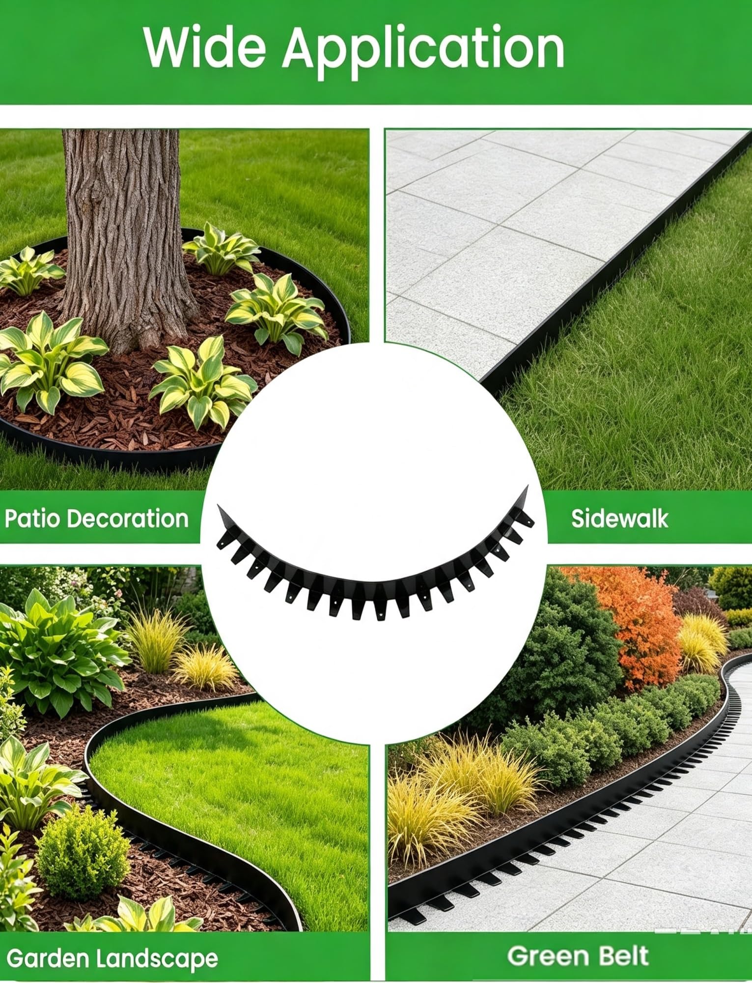 Bordure De Jardin Flexible 1 M ; Acier Inoxydable Résistant À La Rouille; Facile Façonner(Black,W3xh15cm/1.2x5.9in)
