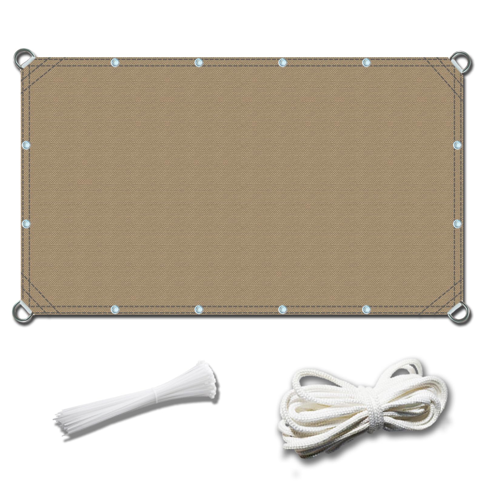 Toile ombrage exterieur 3x4m bache kaki pour un dejeuner au jardin