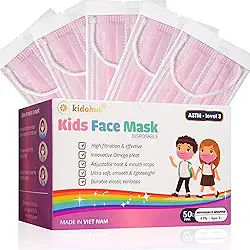 Fda Registrado Astm Nível 3, Crianças 4 Camadas Embaladas Individualmente Máscara Facial Médica Descartável, 50 Peças Rosa