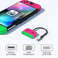 Vista 2 de Kstkry Switch Dock para Nintendo Switch, base portátil con puerto HDMI TV USB 3.0 y carga USB C, compatible con Nintendo Switch Steam Deck MacBook