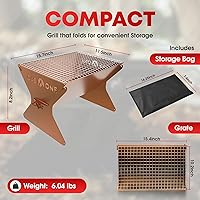 Vista 2 de GasOne 15” Portable Charcoal Grill – Foldable BBQ Grill – Camping Grills for Backyard, Bonfire, Patio – Heavy-Duty Portable Fire Pit – Camp Cooking