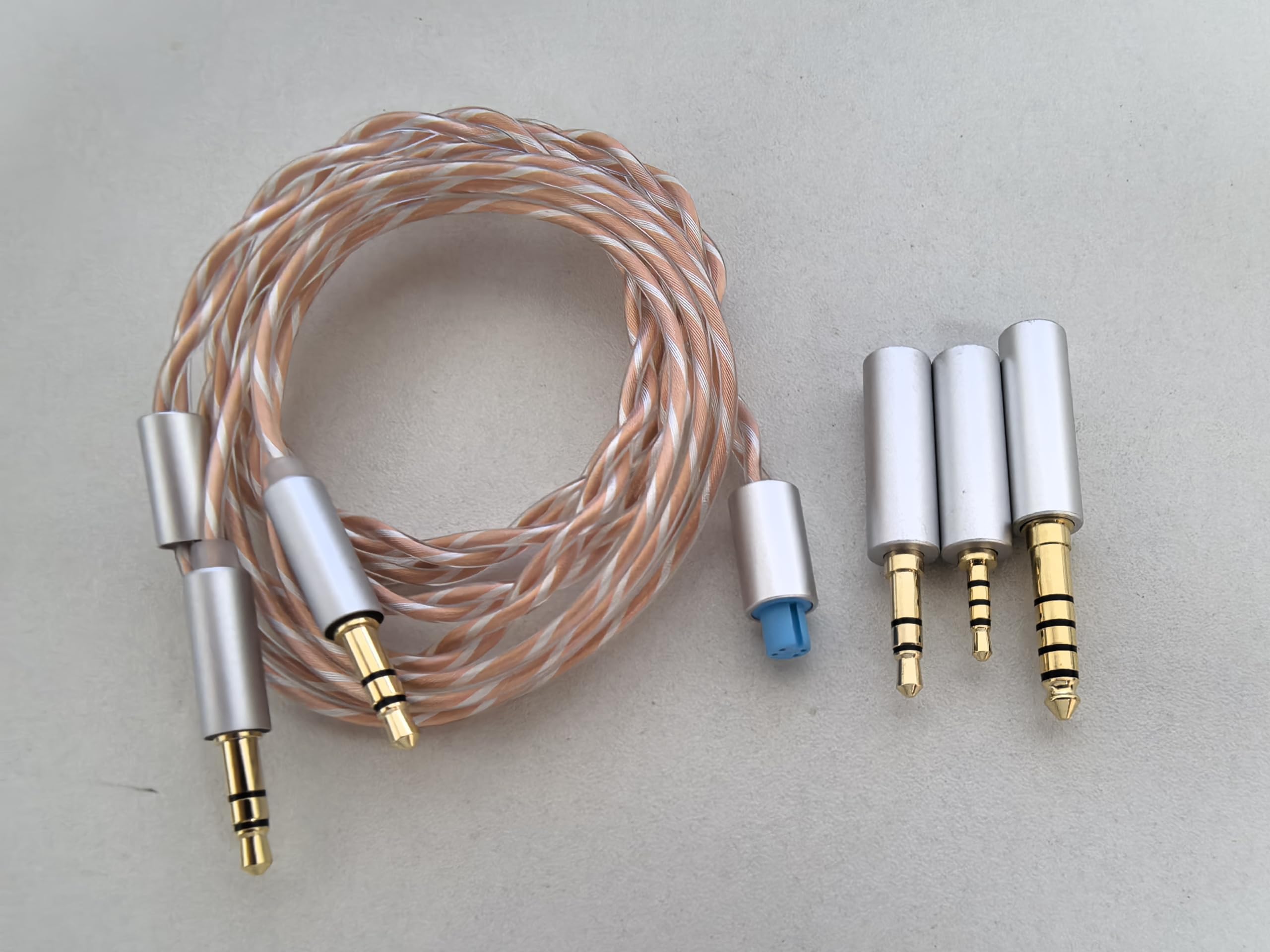Bilanciato Cavo con Adattatore da 4.4mm,2.5mm,3.5mm per HIFIMAN HE400/HE400I/Sundara/Ananda/HE1000se/HE6se,DUALE 3.5mm 3 in 1 6N Copper Ricambio Aggiornamento Filo,Argento + Copper