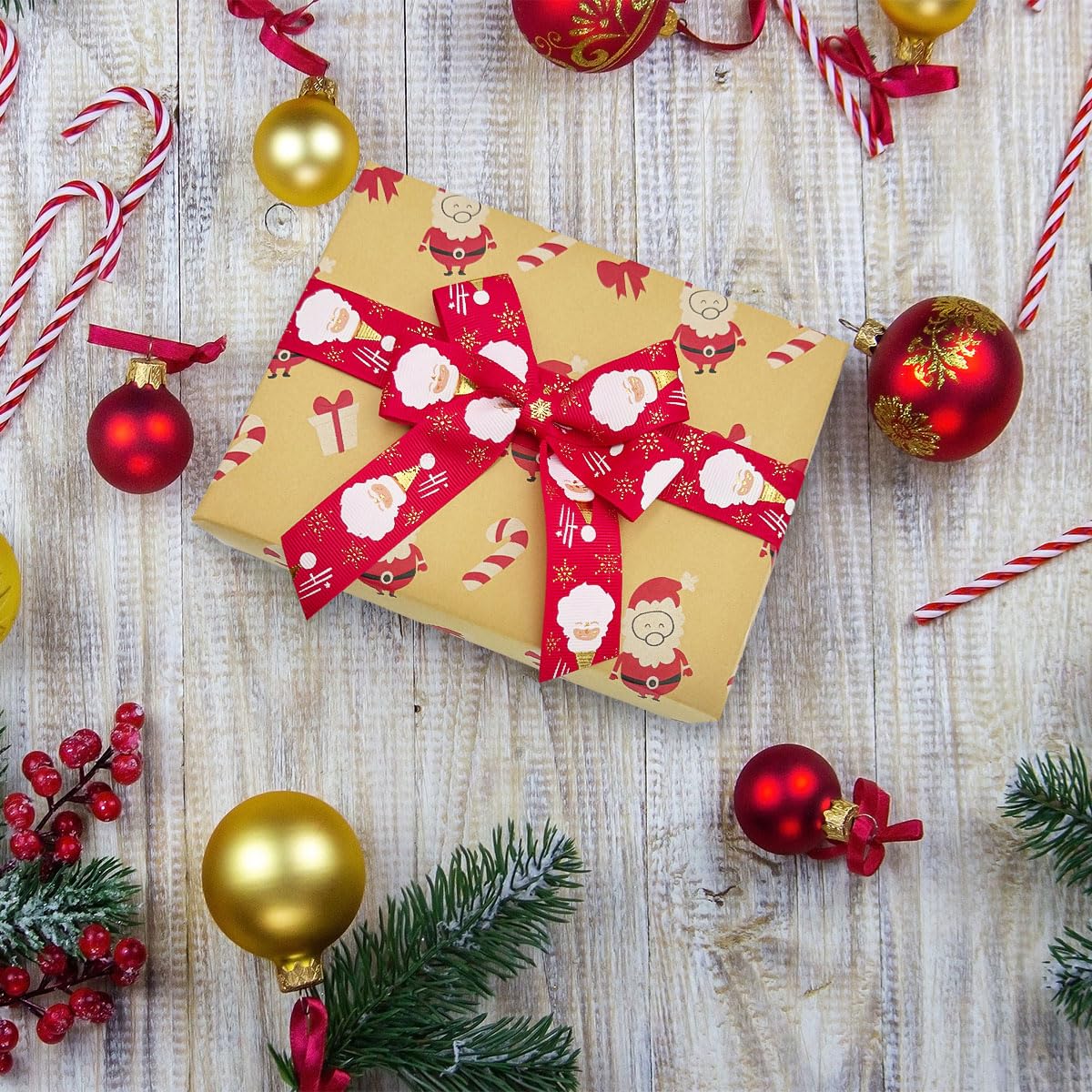 FullJoyHut 6 Rotoli di Carta Regalo Natalizio Kraft Riciclabile - 43cm