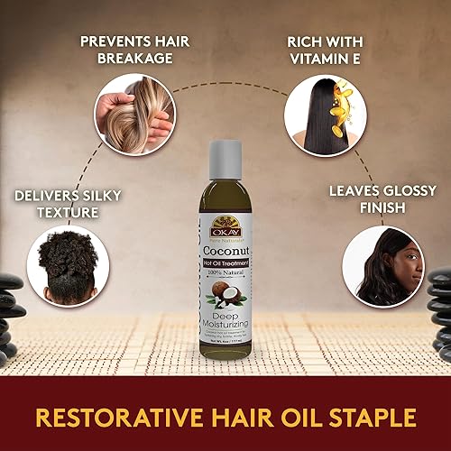 Miniatura 6 de OKAY  Tratamiento de aceite caliente de coco  Para todo tipo de cabello y texturas  Profundamente penetrante  100% natural  Libre de parabenos,