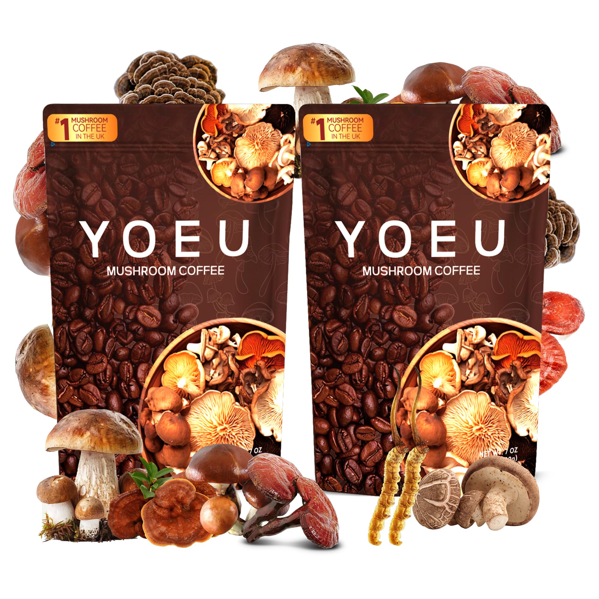 180g/2pack - Mushroom Coffee - Mushroom Coffee Organic with 12 Natural Ingredients, Includes Lion's Mane, Reishi, Cordyceps and Adaptogens, Memory and