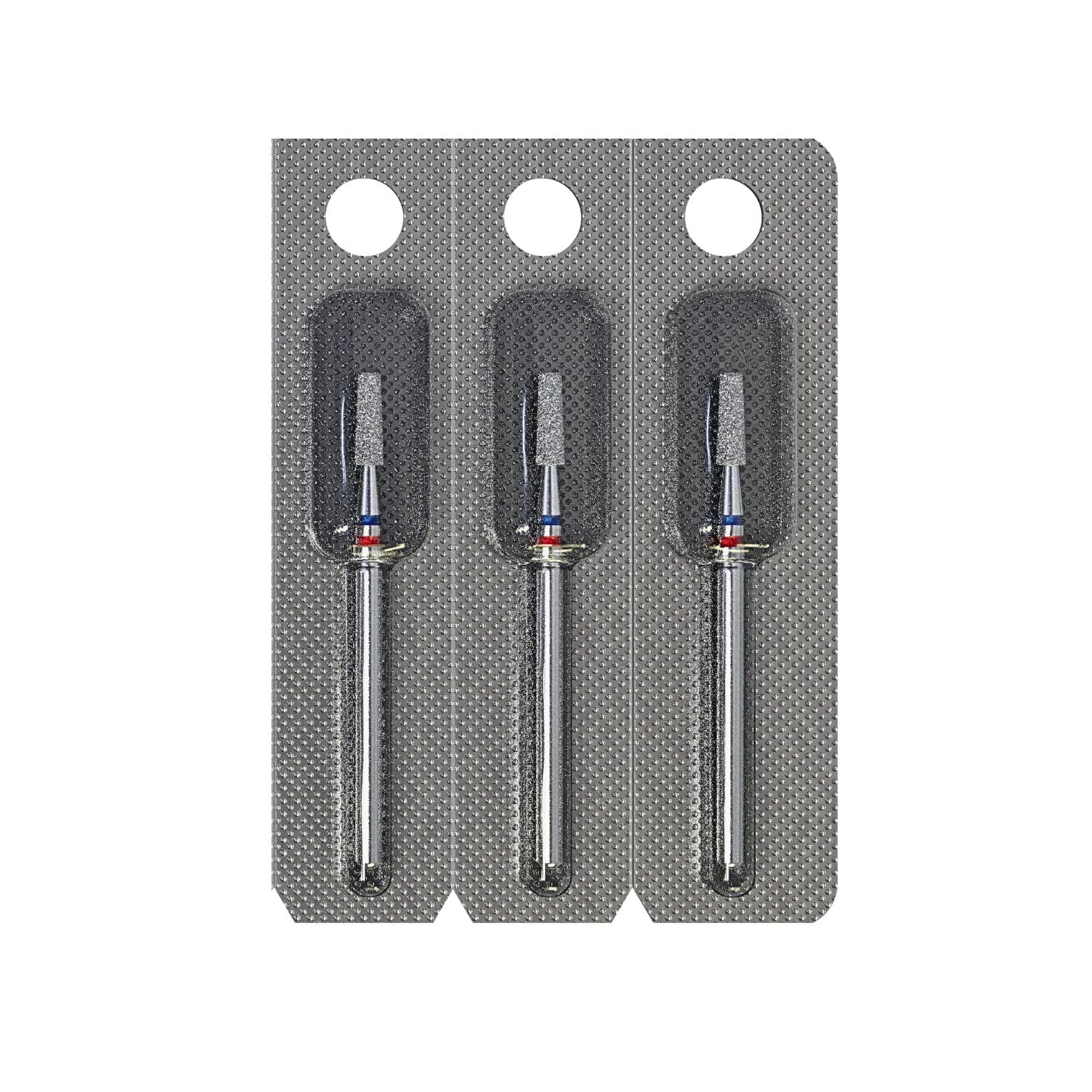 STALEKS PRO by Natury Nails Lot de 3 fraises diamant Duo Cône Red-Blue 2,5 x 8 mm pour cuticules, manucure et pédicure Forme de cône (grain doux/moyen)