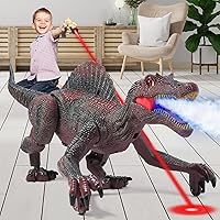 Vista 8 de Mini Tudou Juguetes de Dinosaurio con Control Remoto, Juguete de Dinosaurio Robot Caminante RC con Control Remoto de Persecución de Luz, Rociado