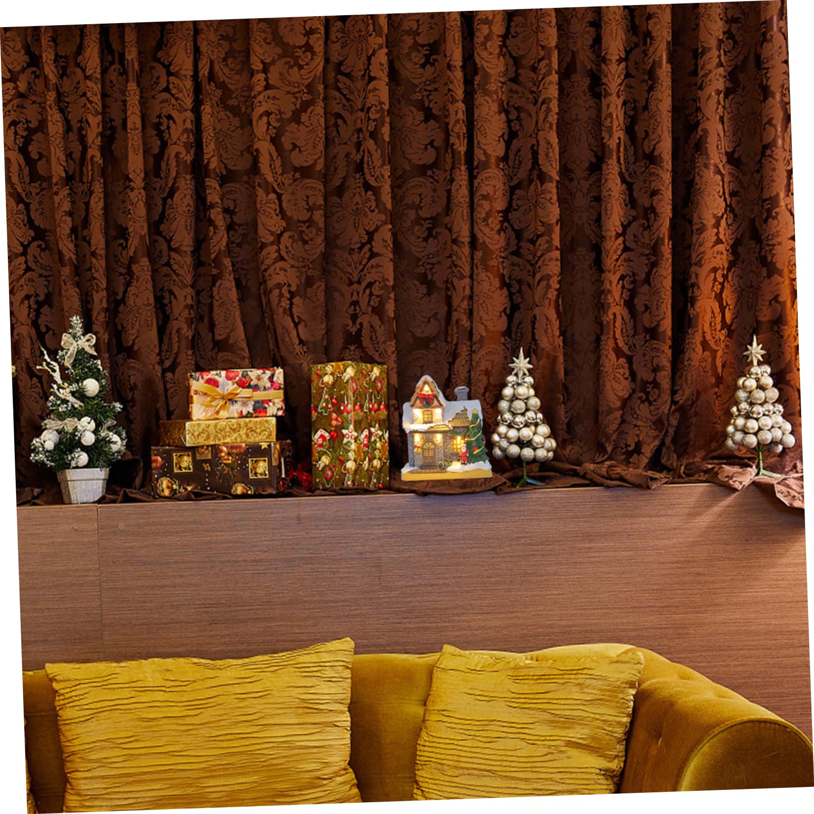 KOMBIUDA Casa Decorativa Natalizia con Pupazzo di Neve Scena in Resina Mini Casa Illuminata Decorazione Invernale per Casa E Ufficio