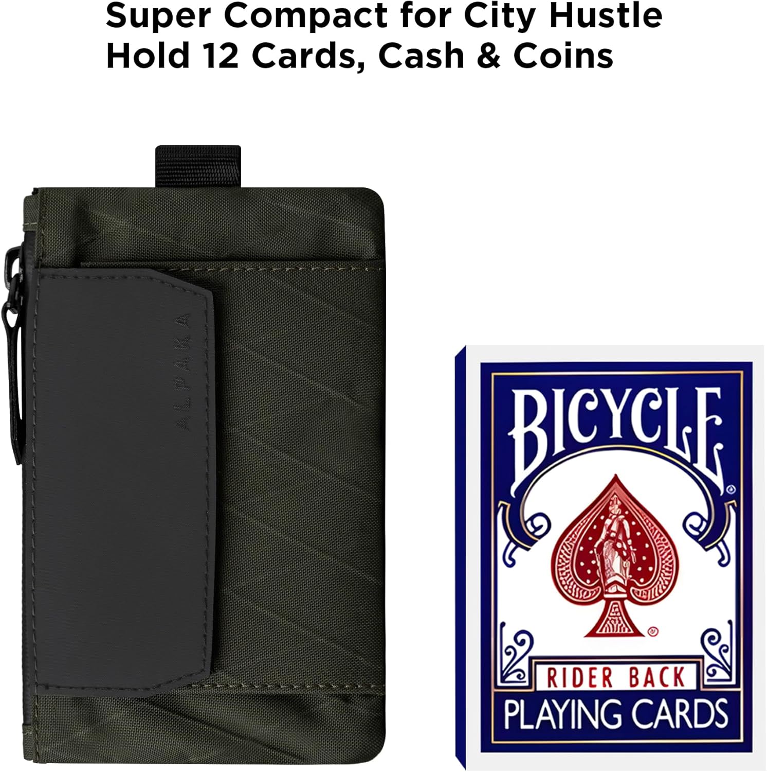 ALPAKA Zip Pouch Coin - Compact EDC Card Holder and Cash Wallet - RFID Blocking Minimalist Travel Wallet - Weatherproof Dark Green X-Pac VX21 Fabric - Image 2