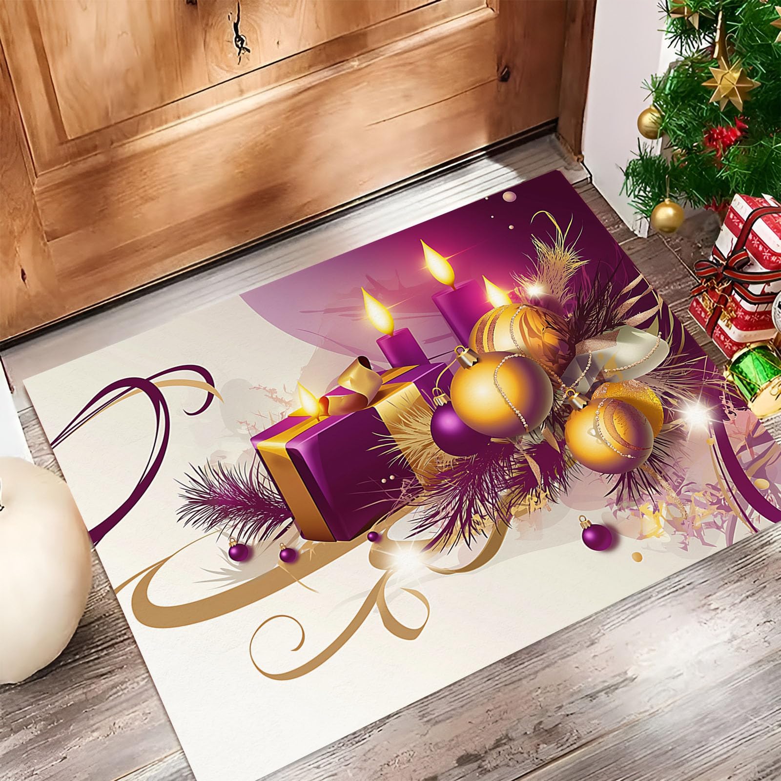 Décorations cadeaux tapis de Noël violet grand format 90x150