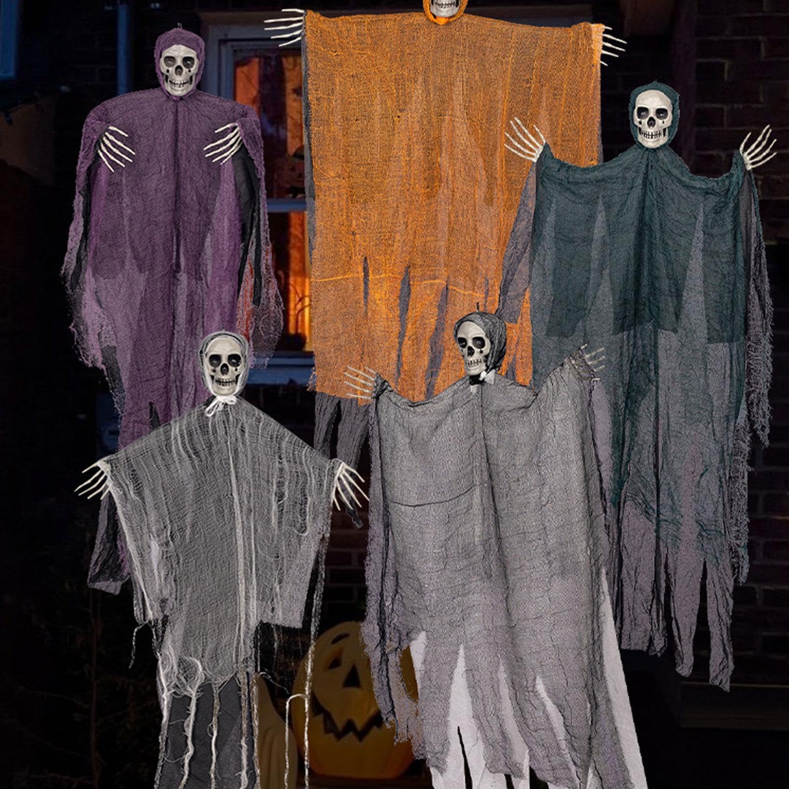 Decorazioni Halloween Spaventose 5 Oggetti Inquietanti Fluttuanti Per Feste | Decorazioni Scheletri Paurosi Per Casa Infestata, Cimitero, Giardino, Cortile, Albero, Finestra,