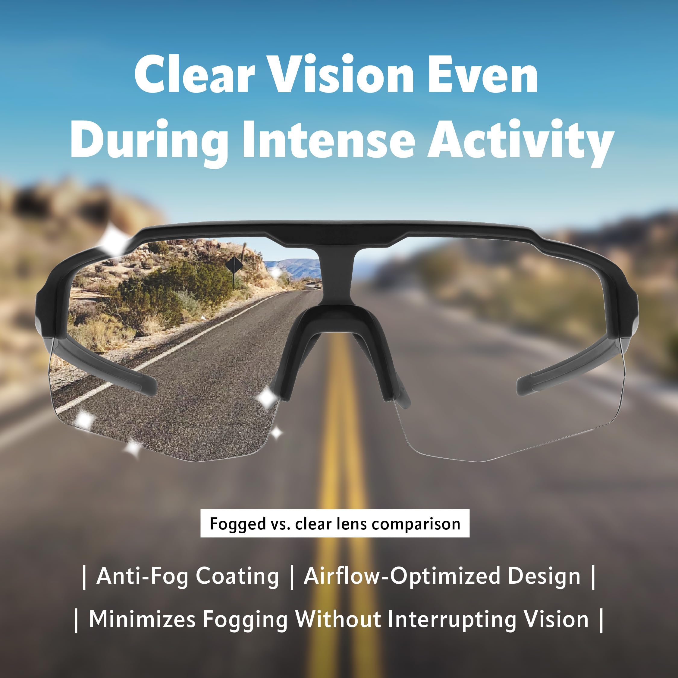 MOTIONVIEW Photochrom Sport Sonnenbrille aus Biobasiertem Material UV400 für Damen und Herren Radfahren Laufen Outdoor Baseball Softball