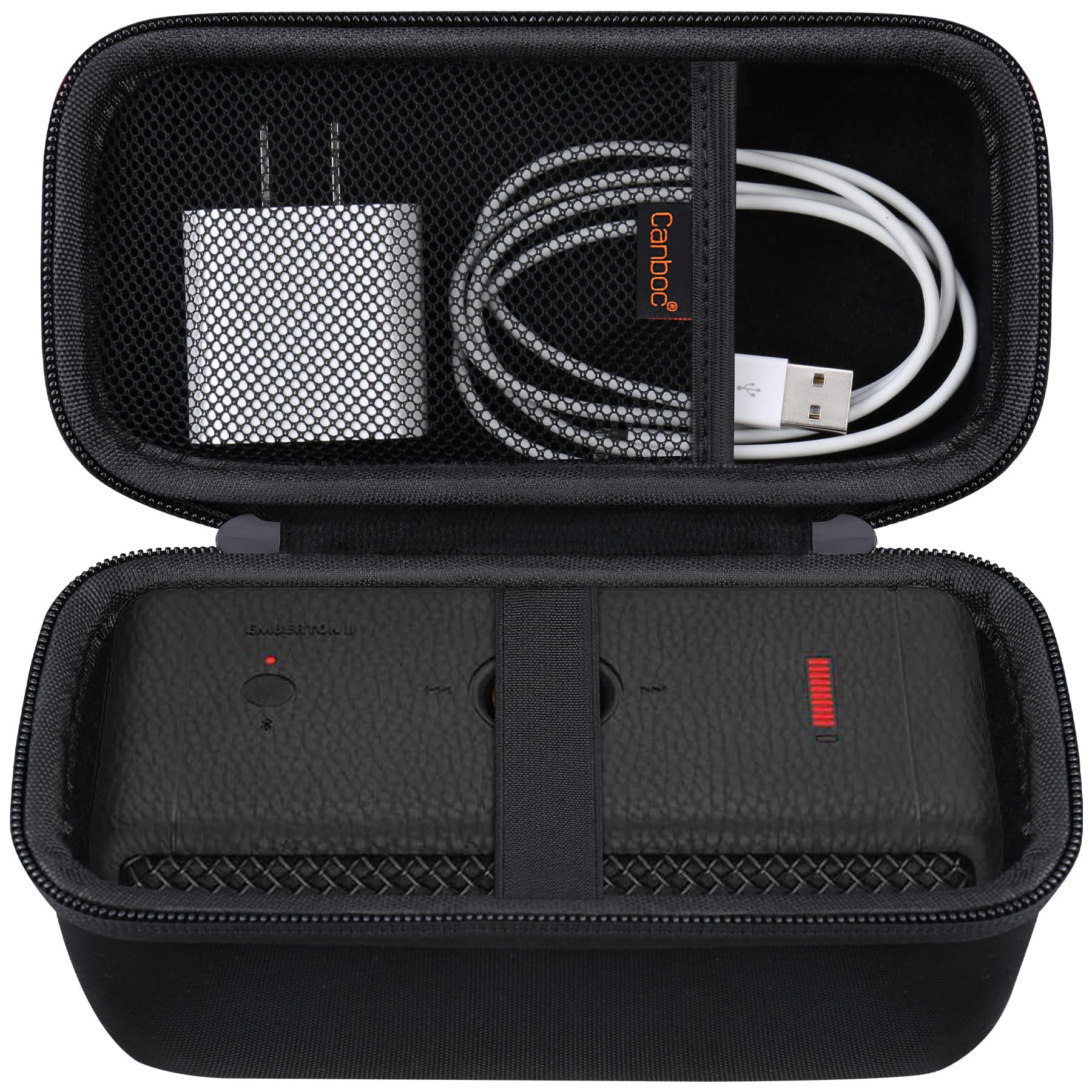 Canboc Carrying Case for Marshall Emberton II/Marshall Emberton III Portable Bluetooth Speaker, Mesh Pocket fits Charging Cable, Black+ Black (Case Only)