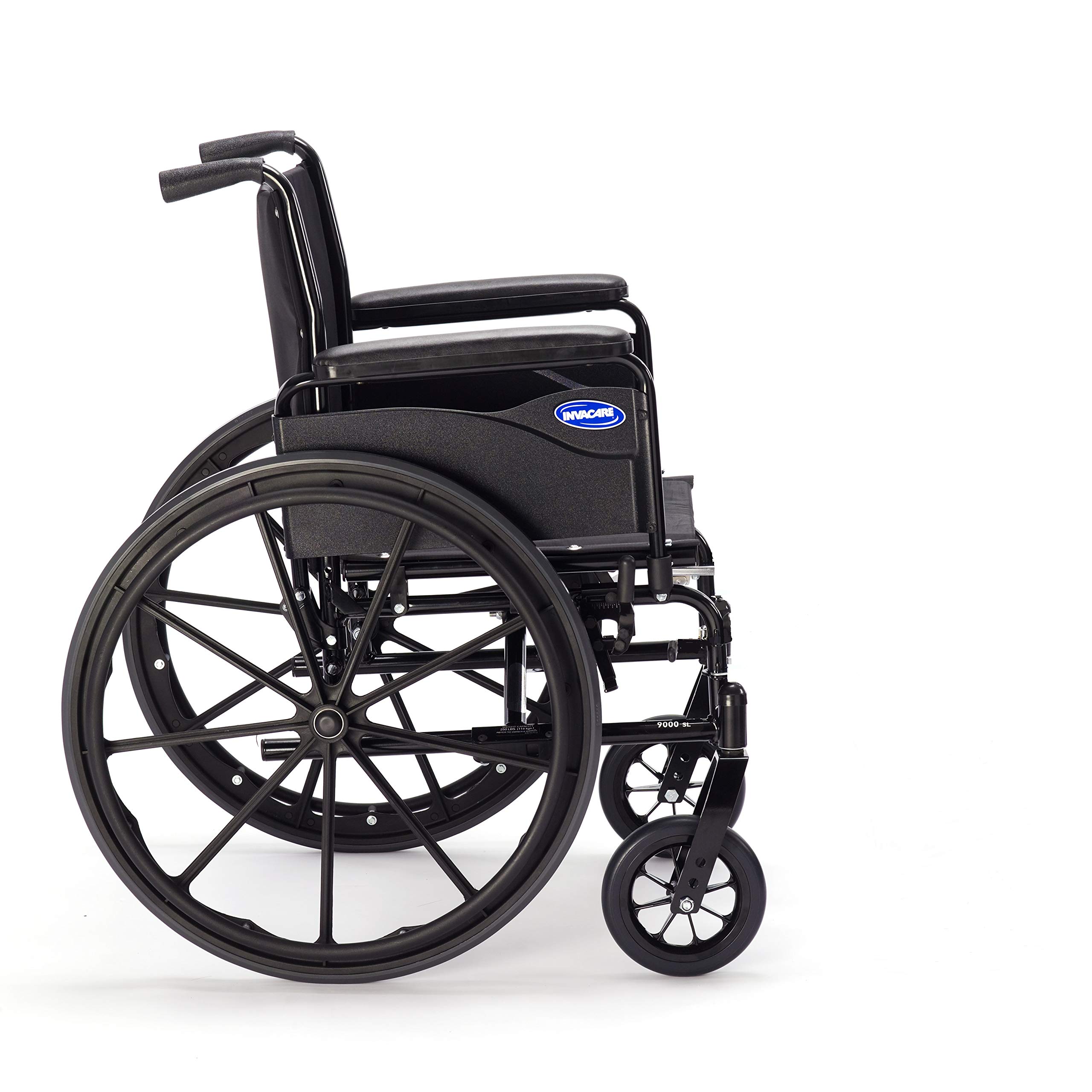 Invacare - 9SL_PTO_34749 9000 SL Durable Light Weight Wheelchair, Full-Length Arms, 18" Wide Seat, Flat Black, 9SL_34749
