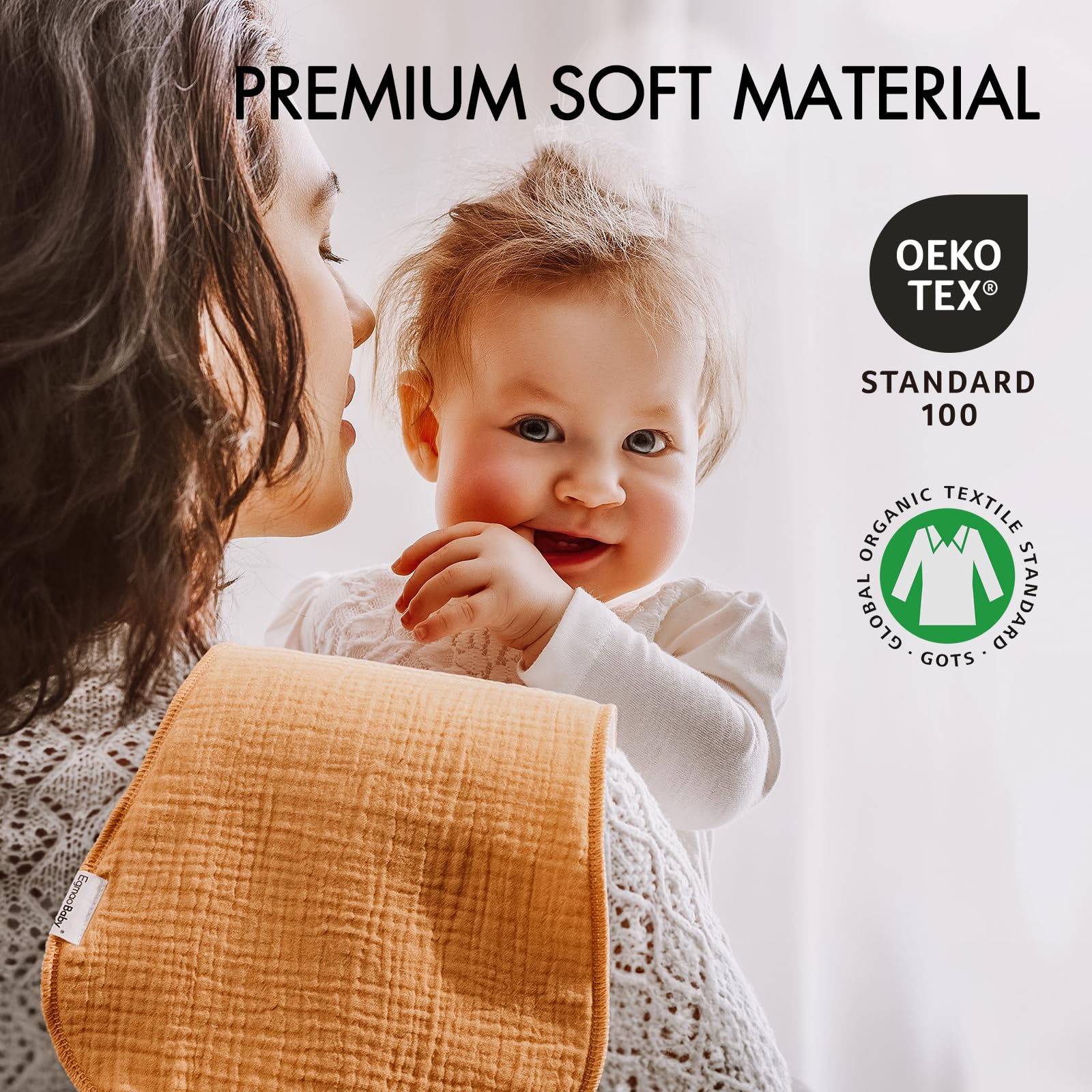 Paños de muselina para eructos para bebés, paños de algodón orgánico para bebés, niños y niñas, trapos grandes extra suaves y absorbentes, paquete de 10
