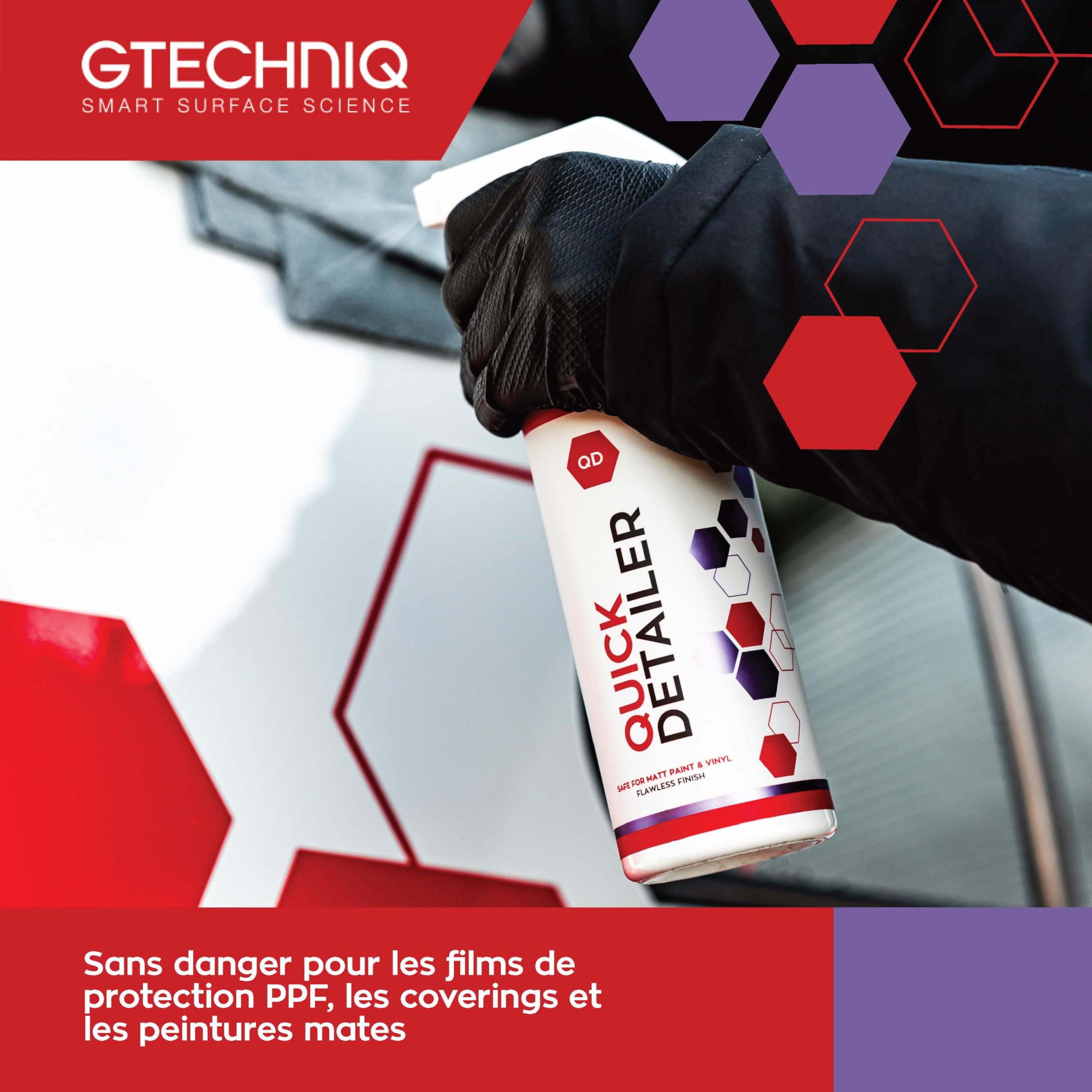 Gtechniq Quick Detailer 500ml - brillance et douceur éclair - Formule simplifiée : Pulvérisez, essuyez - Élimine les traces d’eau, les traces de doigts - Augmente la brillance de la carrosserie