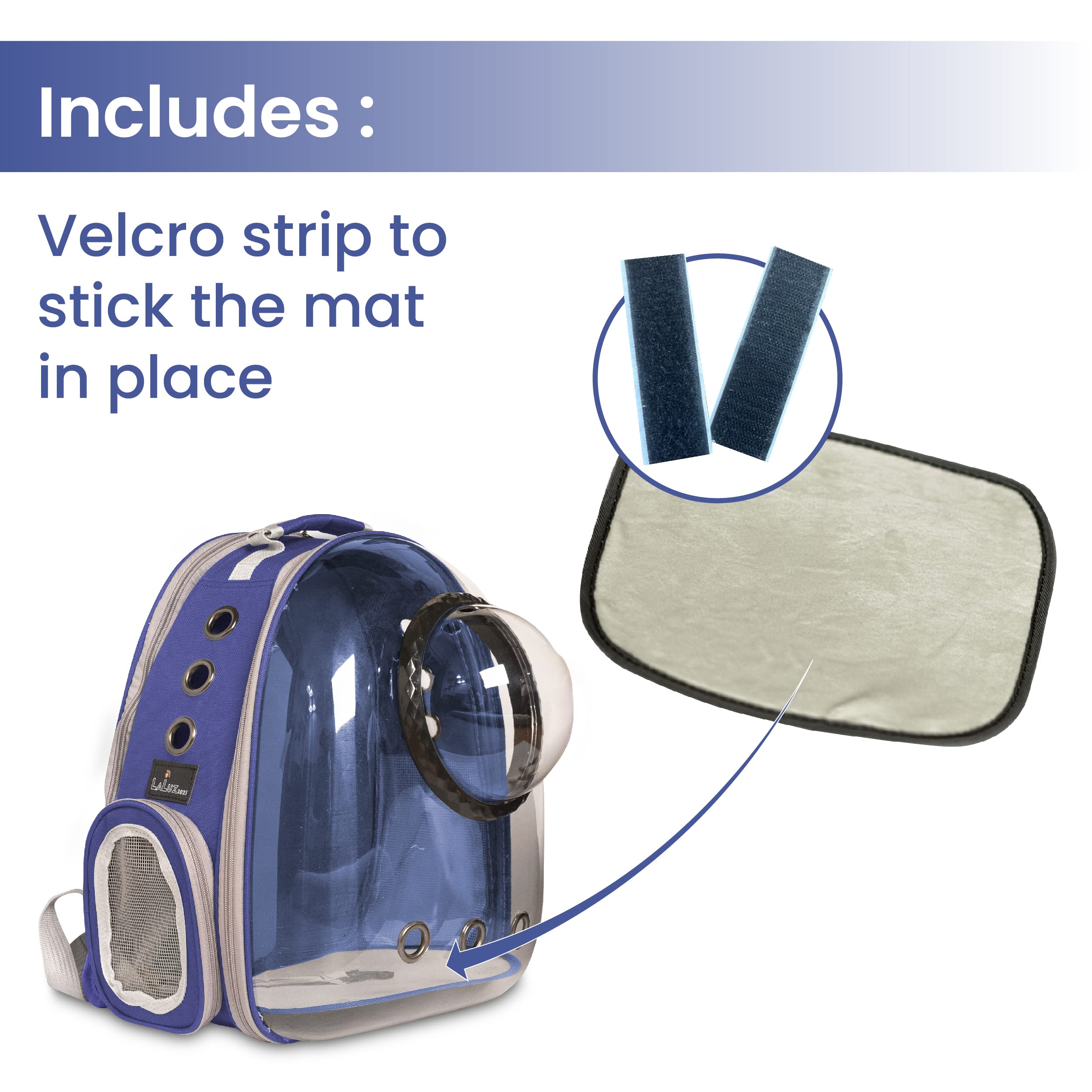 LaLuz2021 Cat Carrier Backpack Pet Bag- Expandable Tent Double Bubble Capsule Backpacks - Plush mat with Bonus Velcro and Built-in Leash Clip - Blue