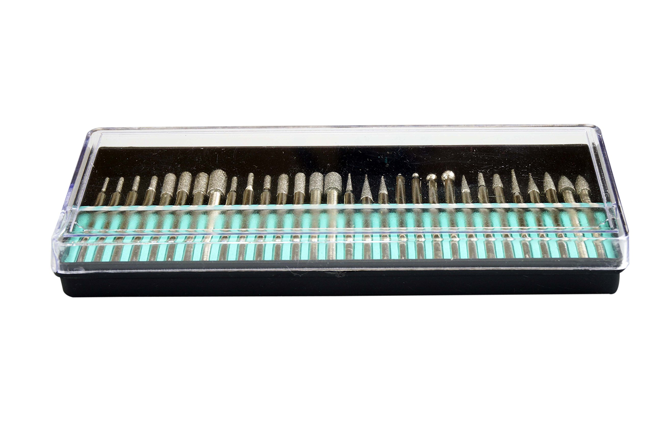 40 Grit 30pc 1/8" Shank Diamond Burr Set 4 Rotary Tools Ball Point Round For Sal