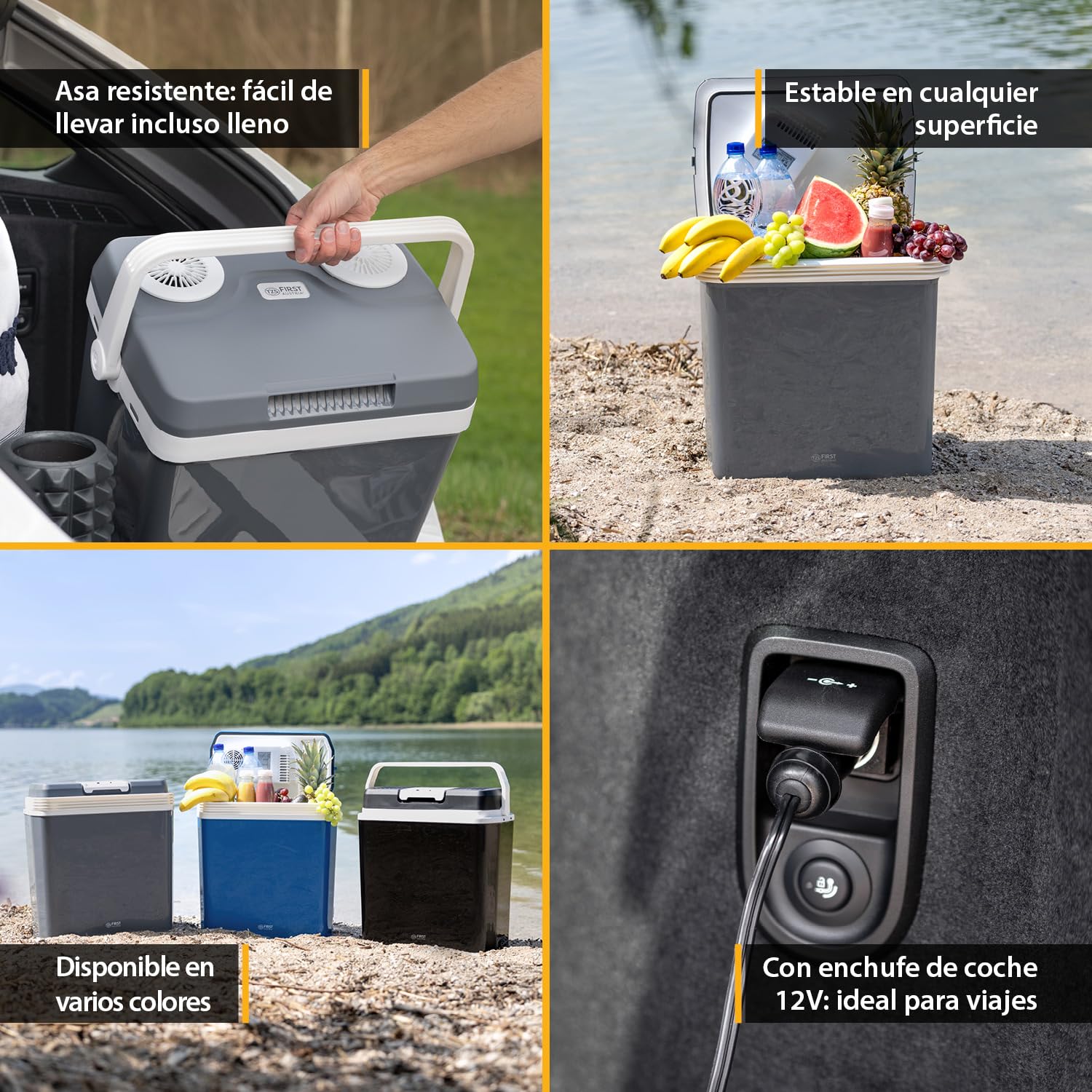 TZS First Austria - Nevera Eléctrica 32L - Función de Frío y Calor - 12V/230V para Coche y Enchufe - Termoeléctrica y Silenciosa - Camping y Viajes - Gris