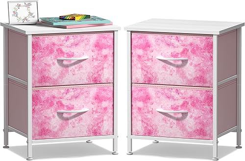 Miniatura 9 de Sorbus - Mesita de noche con 2 cajones - Mueble de noche para niños, mesa auxiliar, estructura de acero, parte superior de madera y contenedores de