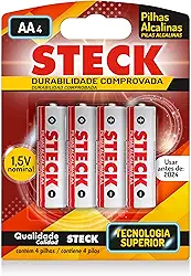 Pilhas Alcalinas 1.5V Tipo Aa Steck Pack C/ 4 Unidades Steck