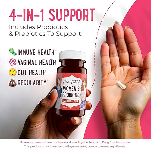 Miniatura 2 de Mama Natural Probiótico para mujer  Suplemento vaginal, intestinal y de apoyo inmunológico  con prebióticos orgánicos (30 unidades)  Lactobacillus &