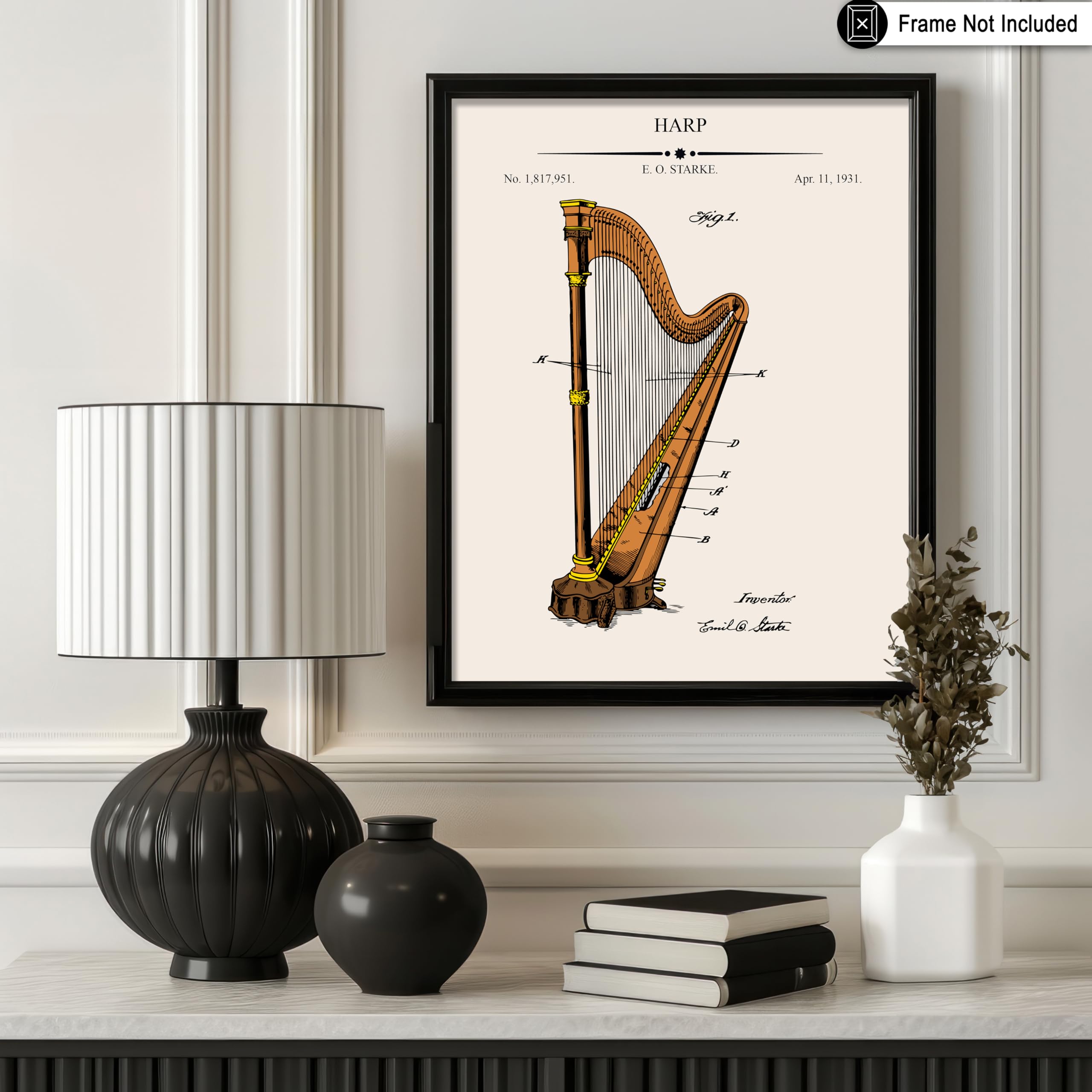 Amazon.com: Poster Master Harp Blueprint Print - Patent Poster