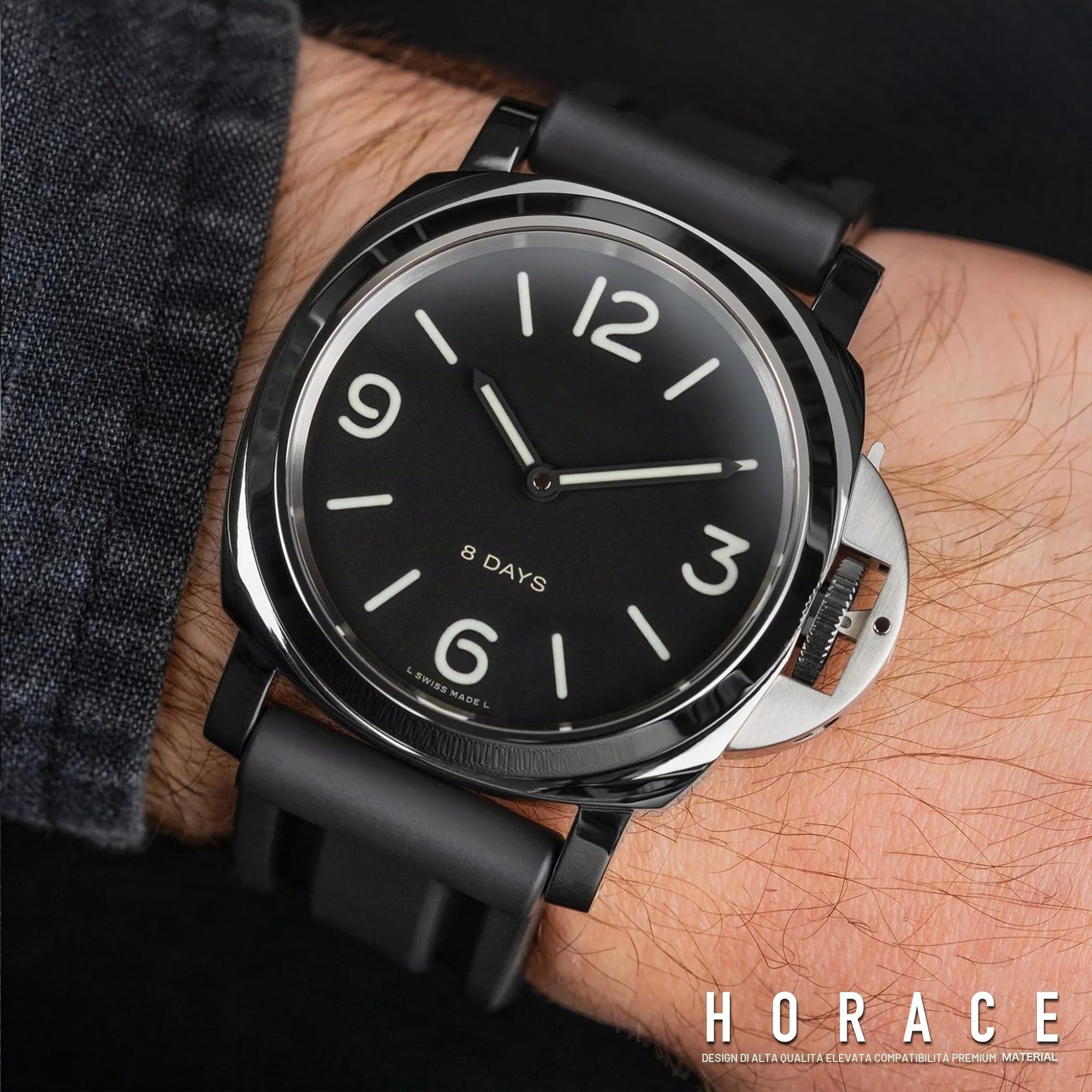 HORACE Cinturino per Orologio 24 mm in Gomma FKM Premium – Morbido, Impermeabile & Resistente – Compatibile con Panerai Luminor - Submersible - Radiomir