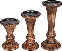 Vista 19 de Portavelas decorativo de madera hecho a mano, forma de sirena, columnas redondeadas, estilo campestre, ideal para regalo, boda, Navidad, fiesta