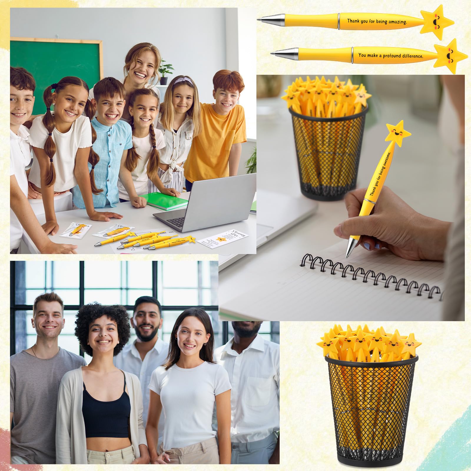 Qilery 50 x Stifte für Mitarbeiter mit Sternen, 10 Stile