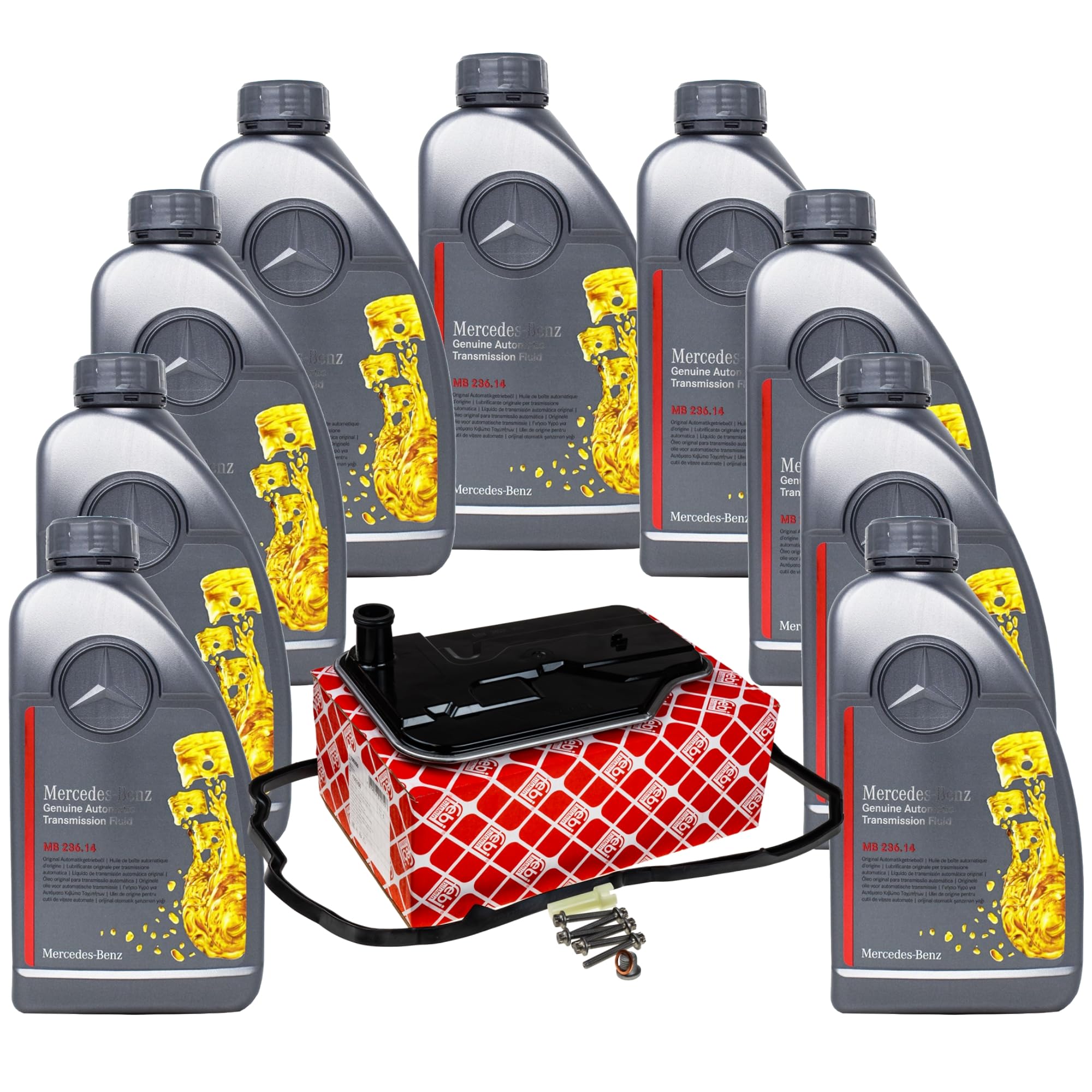 Automatikgetriebe Ölwechsel Satz enthält 9 Liter Getriebeöl MB 236.14 Hydraulikfiltersatz kompatibel mit CLC-Klasse CL203 SL R230 500 350 300 280 63 AMG R231 400 65 SLK R172 200 250 CDI/d