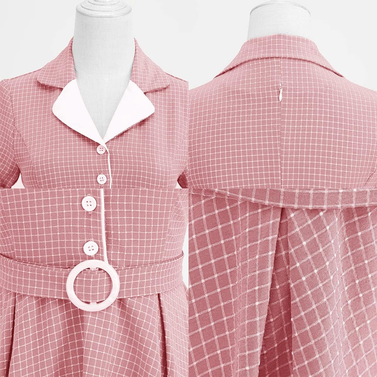 Women 1950s Vintage Short Sleeve Peter Pan Collar Retro Swing A Line Midi Summer Dress Cocktail Party Evening Prom Gown - Image 6