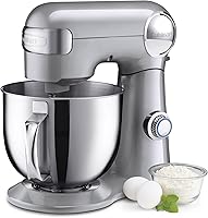 Cuisinart SM-50BC 12-Speed Stand Mixer, 5.5Qt Stainless Bowl, 500W Motor, Attachments & Splash Guard - Silver Lining