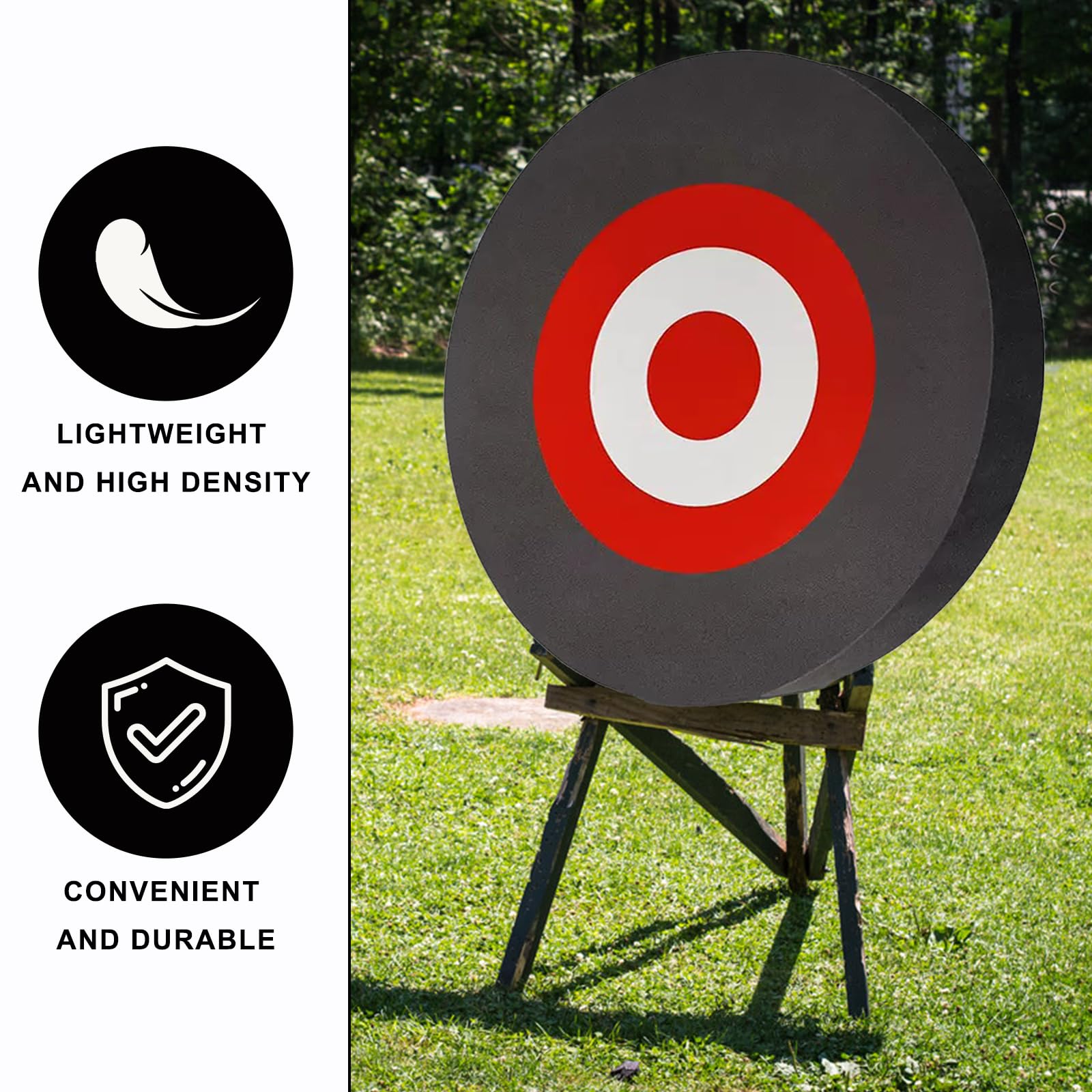 KURUGELI Cible de tir en Mousse EVA 9 Pouces, Cible Ronde 25cm pour tir à l'arc, Pratique intérieur extérieur, adaptée Arc Classique Arc composé Entrainement Chasse