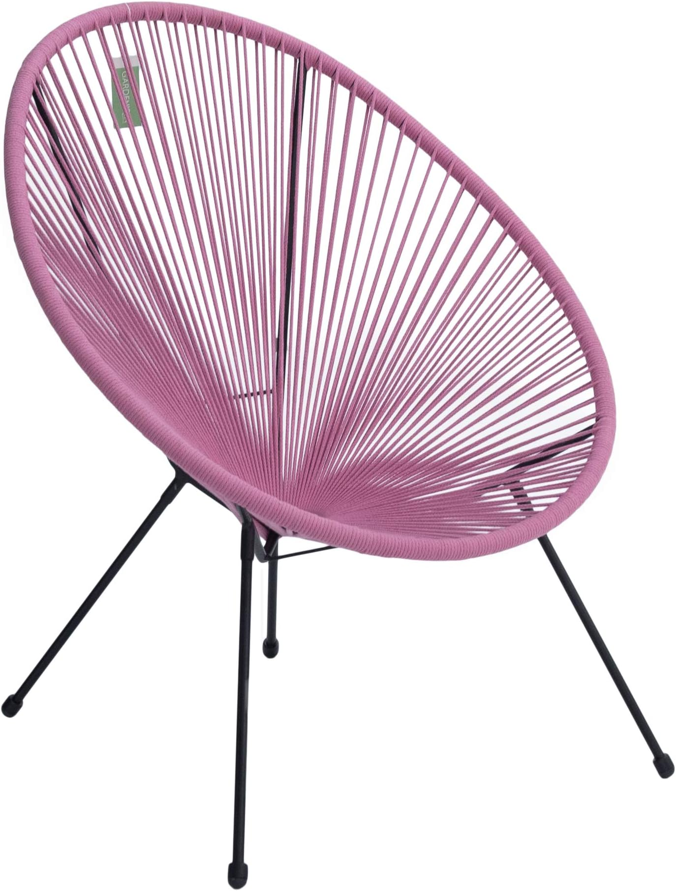 Gardenista Outdoor Cotton Rope Chair | Garden Patio String Egg Shape Furniture | Steel Frame | Durable & Comfy (Pink)