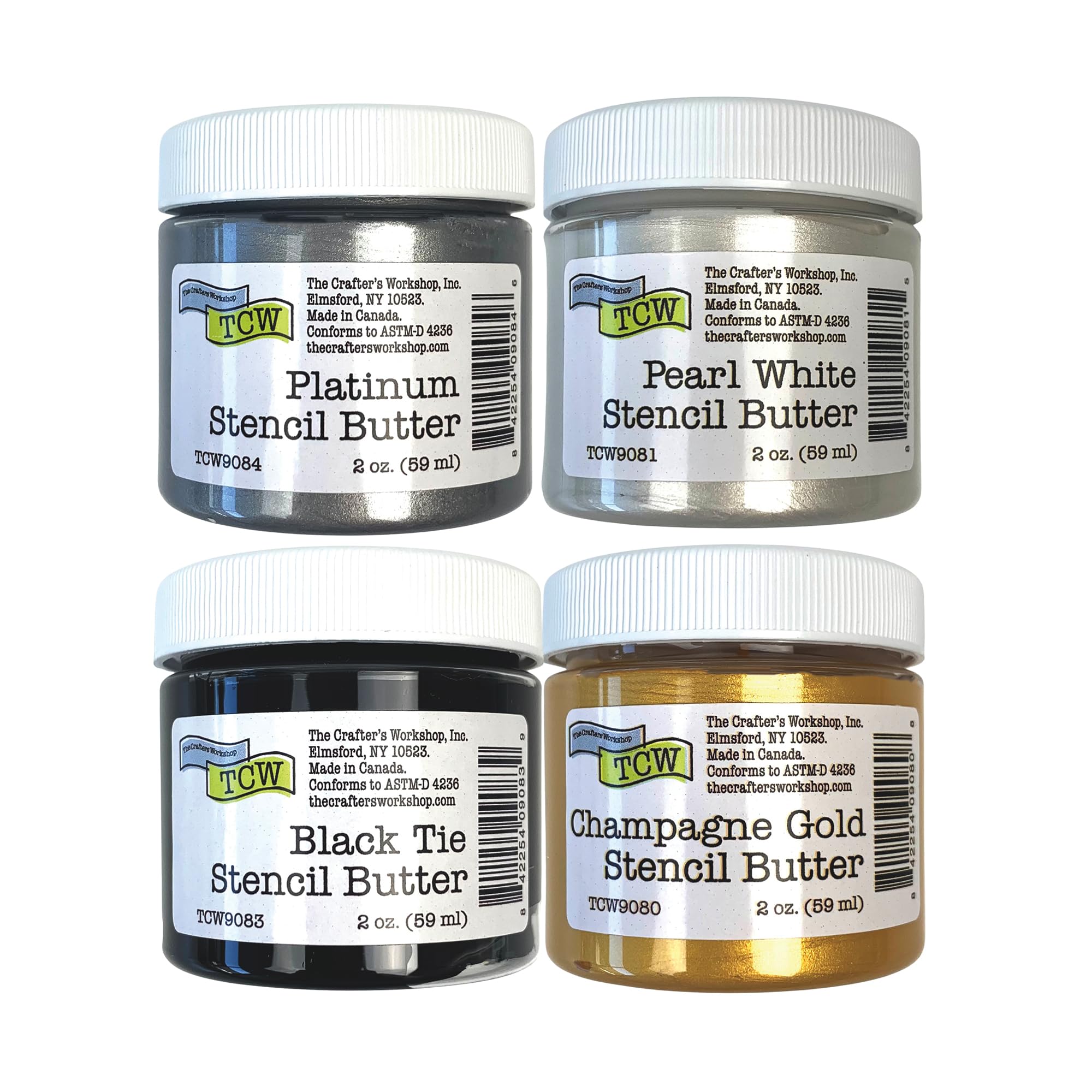 The Crafter's Workshop Stencil Butter - Celebration Acrylic Paint Set - Boutique Metallic Texture Paste for Art, Canvas, Journals, & Cards - 4 x 2oz