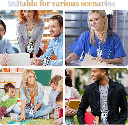 Miniatura 7 de Toykee Cordón para profesor para tarjeta de identificación, para hombres y mujeres, con cuentas, cordón para el cuello, soporte para insignias de