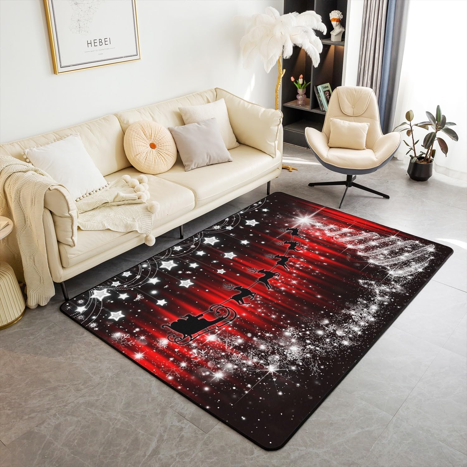 Tapis doux de Noël 160x230 cm moderne pour salon et chambre d'enfant