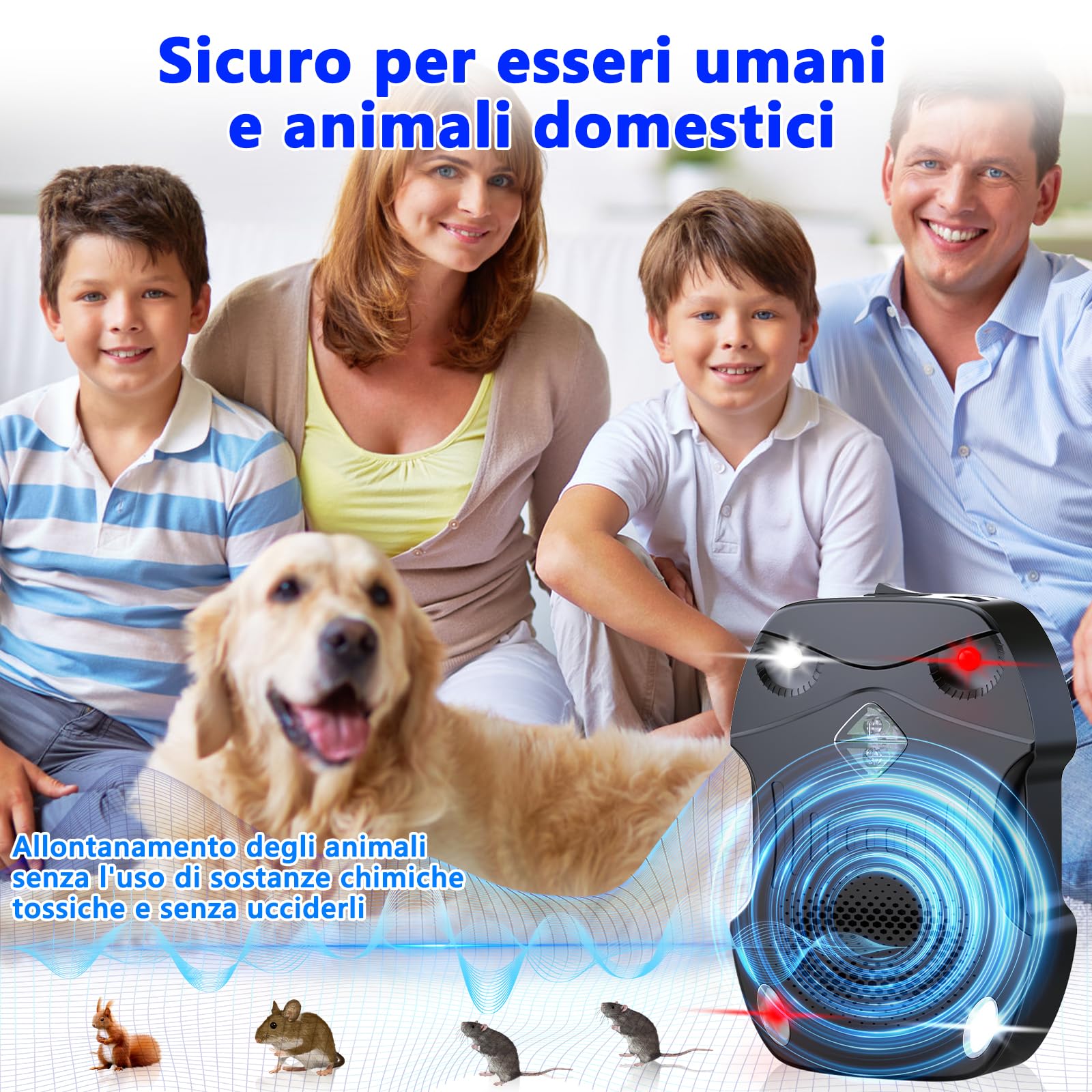 Repellente Topi per Auto, Repellente Martore Auto con Flash | 9-65kHz Ultrasuoni per Topi a Batteria | Anti Martora, Faine, Donnole e Roditori | per Garage, Casa, Giardino (2 Pezzi)